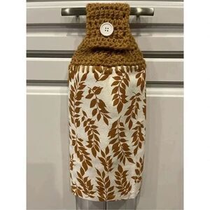 Crochet Top Kitchen Towel- Brown Fall Foliage